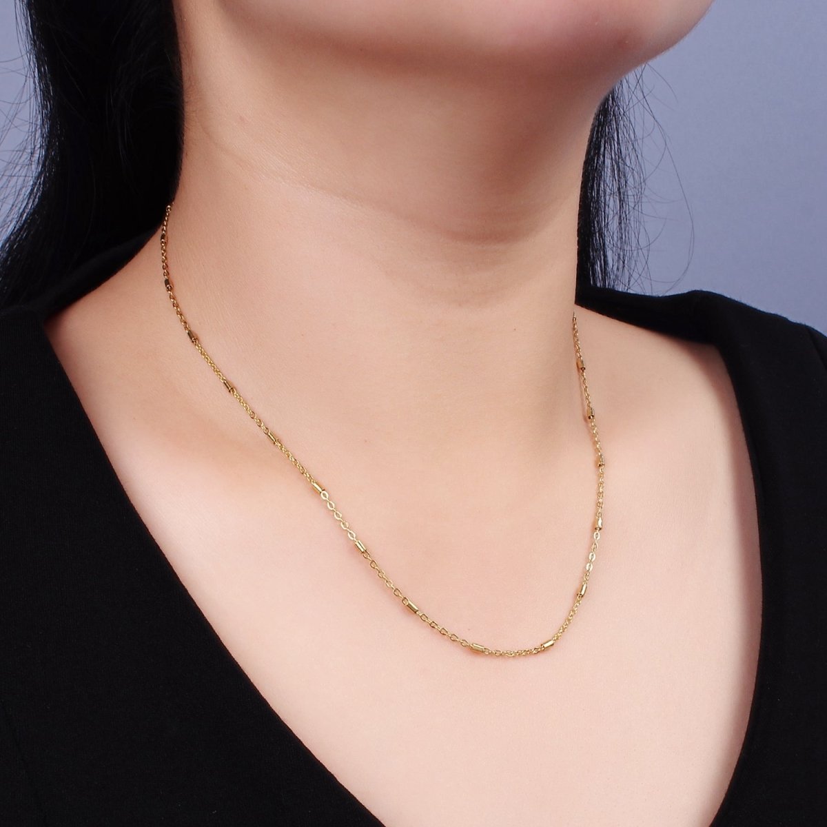 Stainless Steel 2mm Tube Satellite Chain 18 Inch Necklace | WA-2355 - DLUXCA