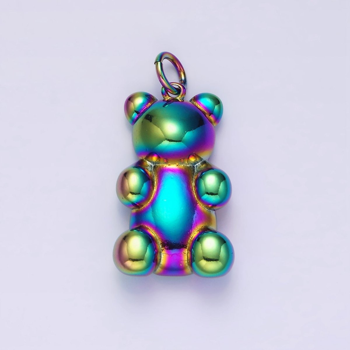 Stainless Steel 30mm, 20mm Iridescent Rainbow Gummy Teddy Bear Animal Charm | P-660 P-661