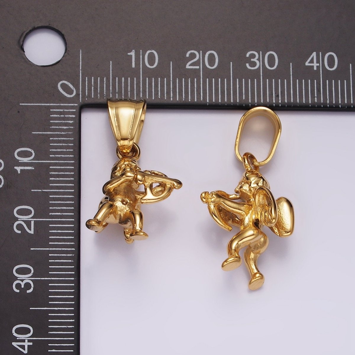 Stainless Steel 30mm Baby Boy Cherub Cupid Arrow Minimalist Pendant | P867 - DLUXCA