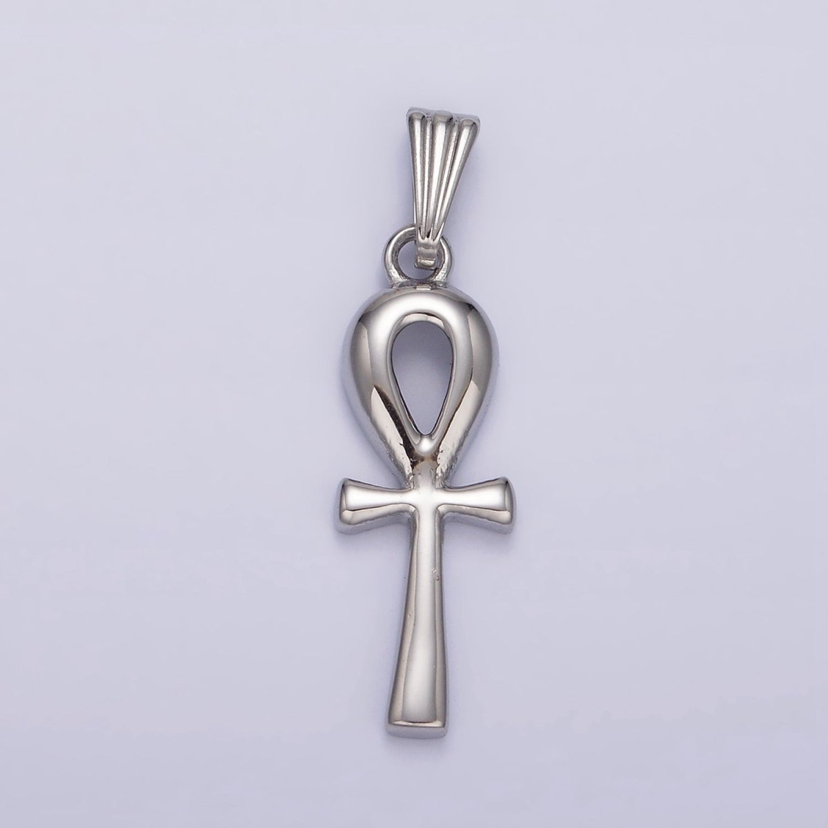 Stainless Steel 30mm Egyptian Ankh Cross Pendant in Silver & Gold | P-767