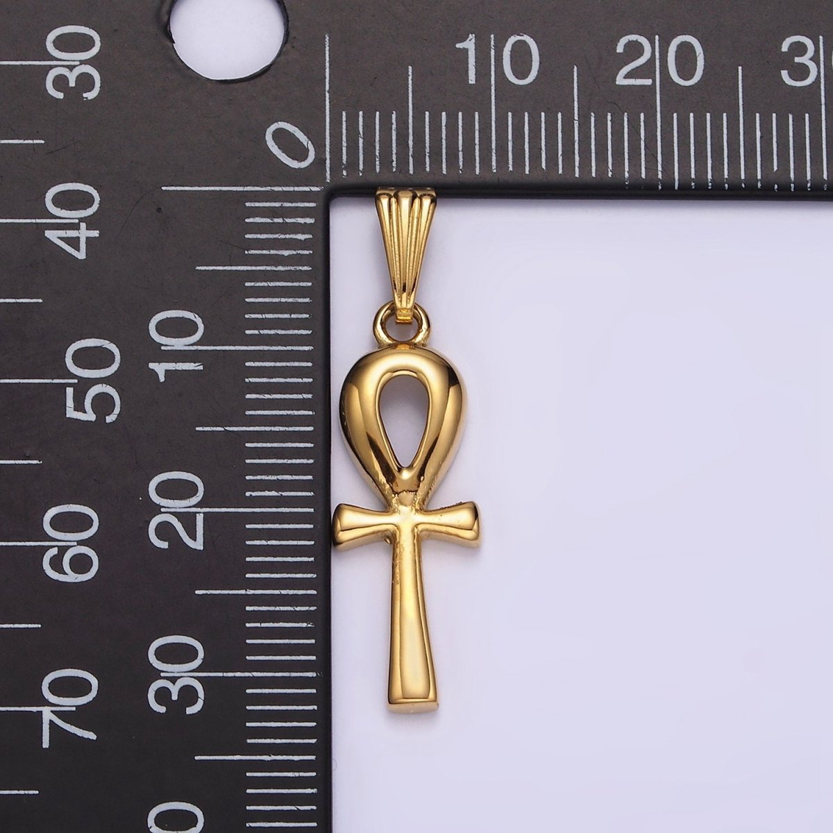 Stainless Steel 30mm Egyptian Ankh Cross Pendant in Silver & Gold | P-767