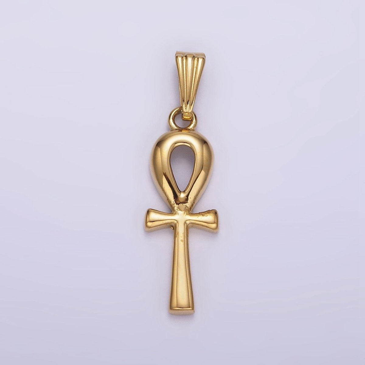 Stainless Steel 30mm Egyptian Ankh Cross Pendant in Silver & Gold | P-767