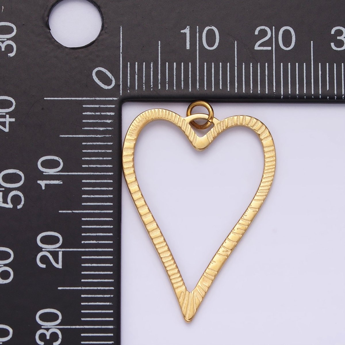 Stainless Steel 30mm Open Sunburst Heart Charm in Gold & Silver | P1300