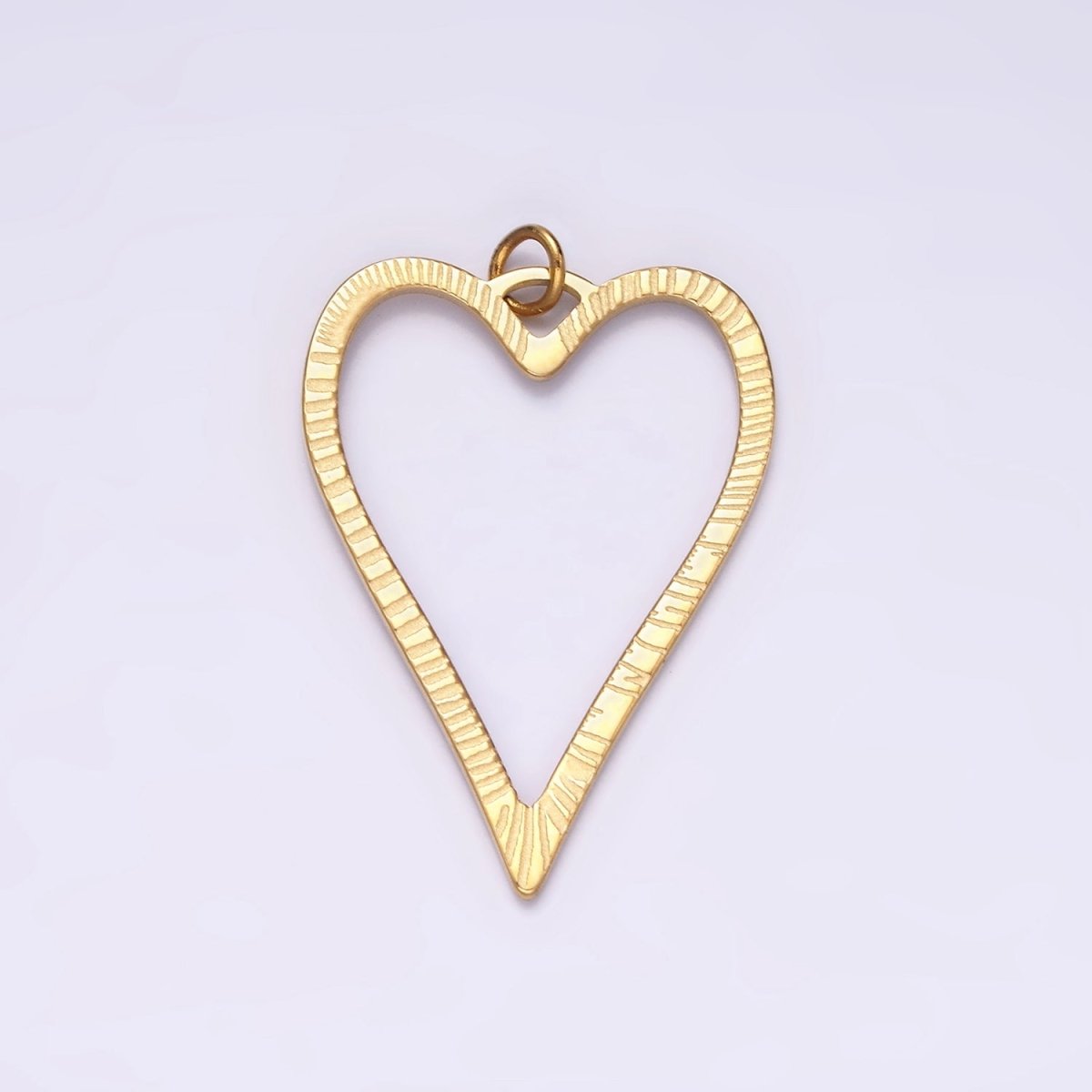 Stainless Steel 30mm Open Sunburst Heart Charm in Gold & Silver | P1300