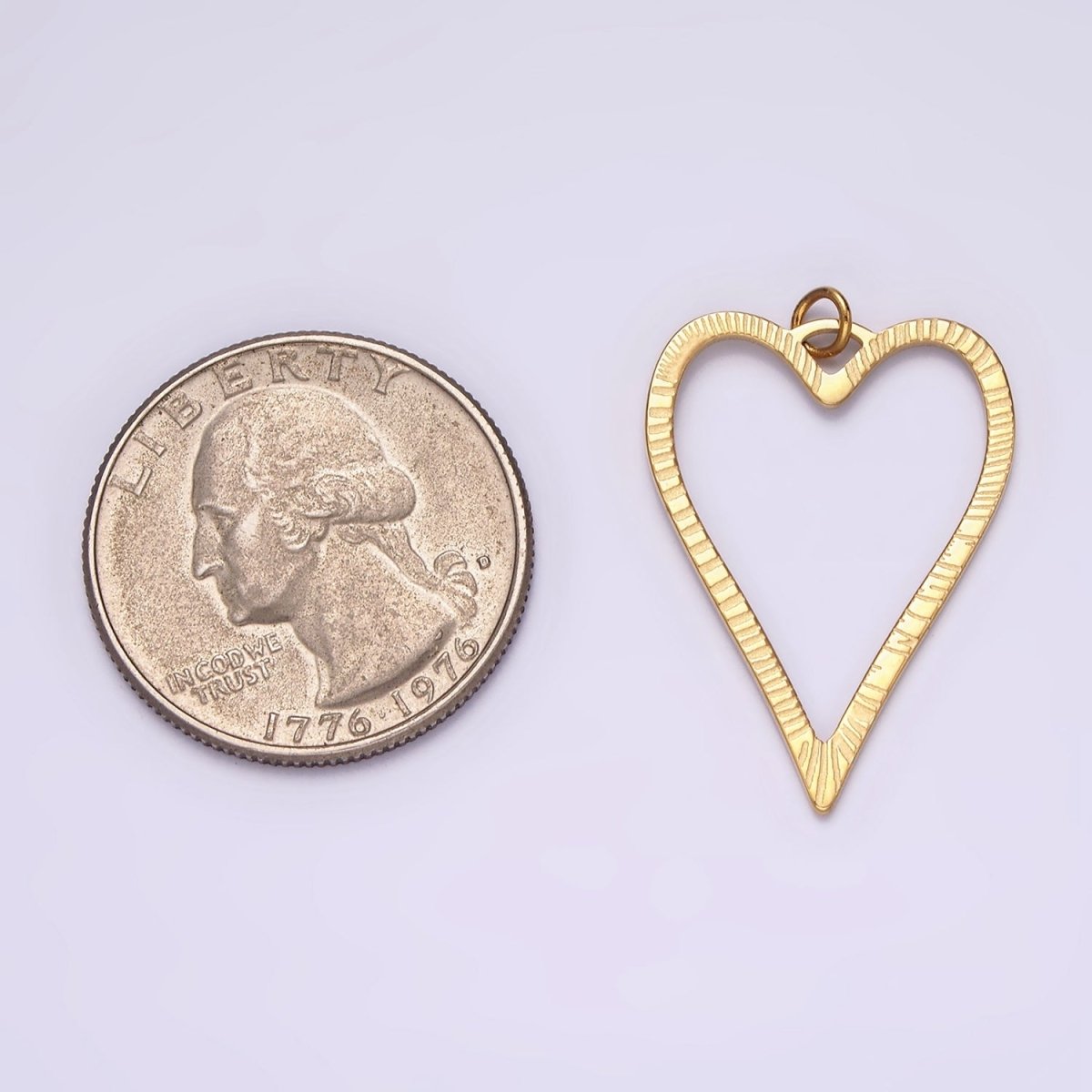 Stainless Steel 30mm Open Sunburst Heart Charm in Gold & Silver | P1300