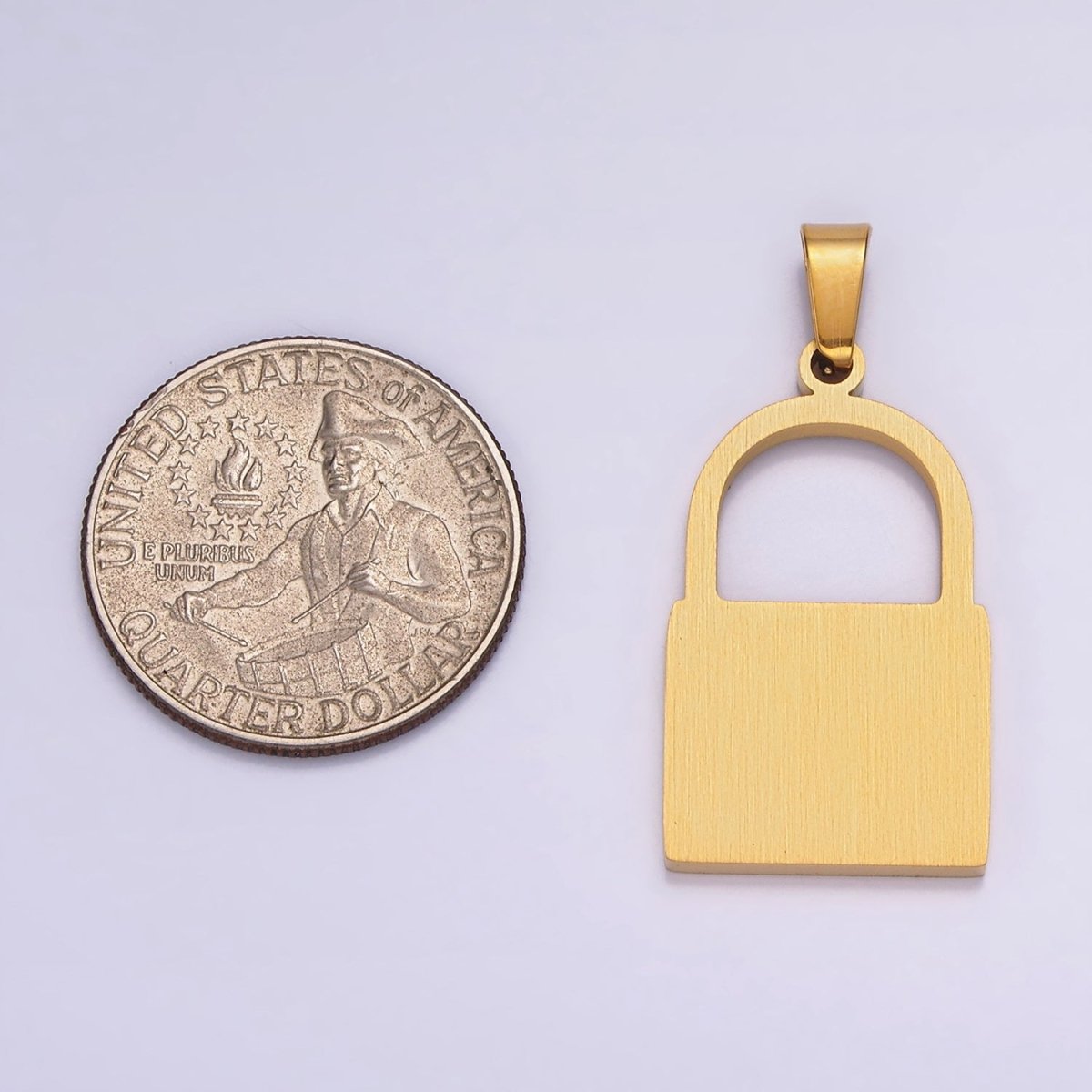 Stainless Steel 30mm Padlock Minimalist Pendant in Gold & Silver | P-846
