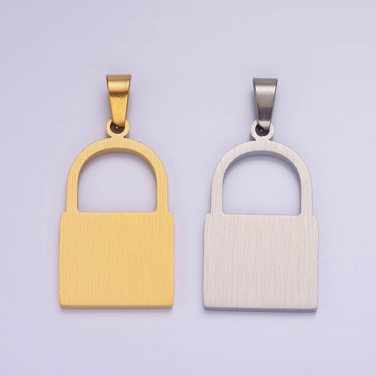 Stainless Steel 30mm Padlock Minimalist Pendant in Gold & Silver | P-846