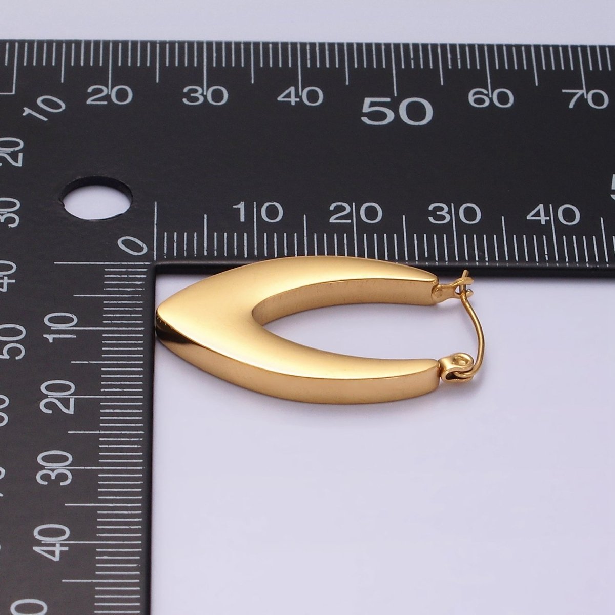 Stainless Steel 30mm U-Shaped Sphere Minimalist Latch Hoop Earrings in Silver & Gold | AE202 AE203