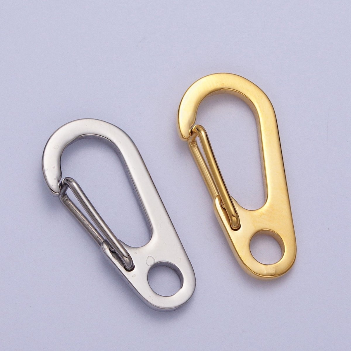Stainless Steel  32mm, 38mm, 45mm Snap Hook Carabiner Clip Jewelry Supply in Gold & Silver | Z-023 ~ Z-028