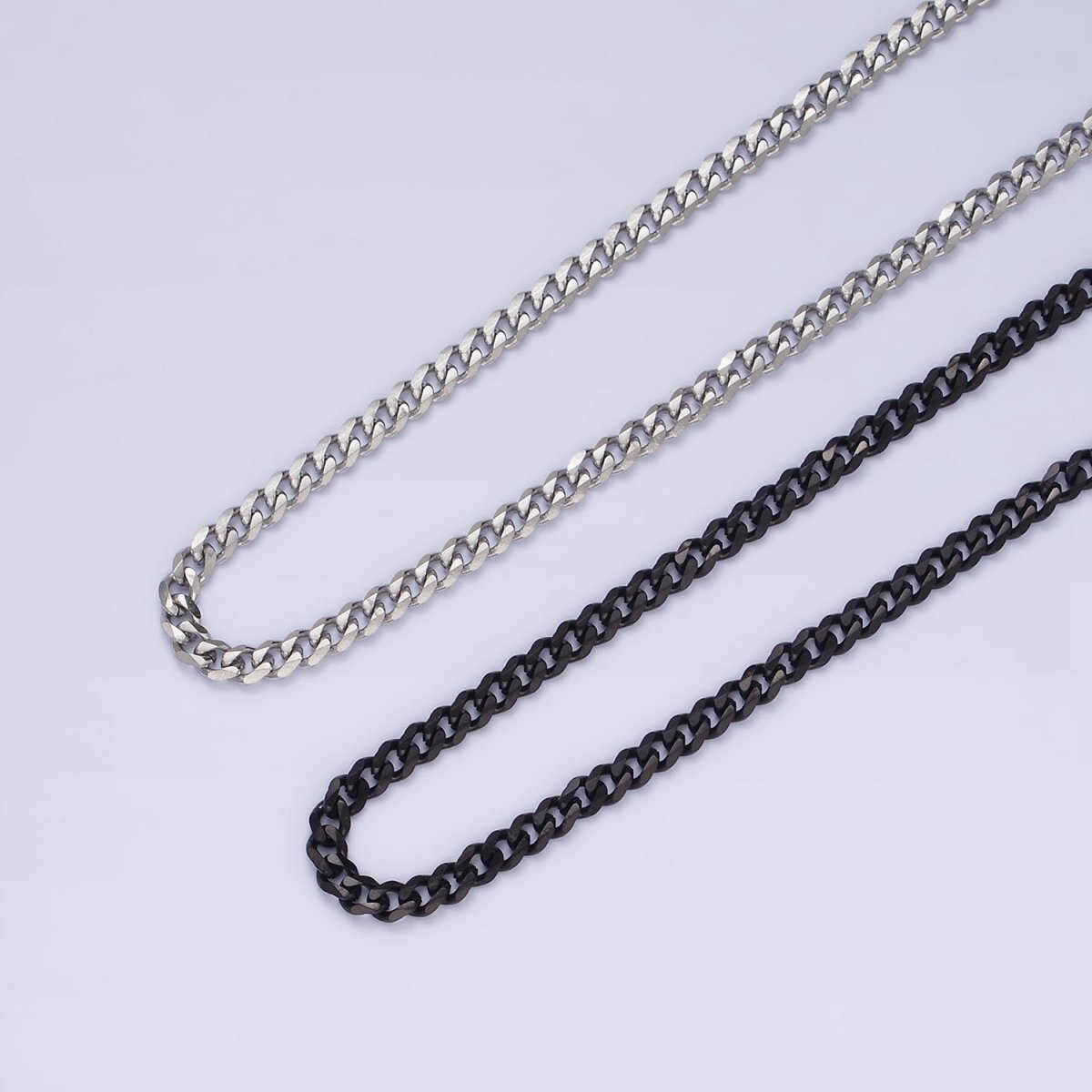 Stainless Steel 3.4 mm Curb Chain | Silver Curb Necklace | Steel Curb Chain | Men's Necklace | Men's Stainless Steel Chain | Tarnish Resistant | WA-2147 to WA-2150 Clearance Pricing