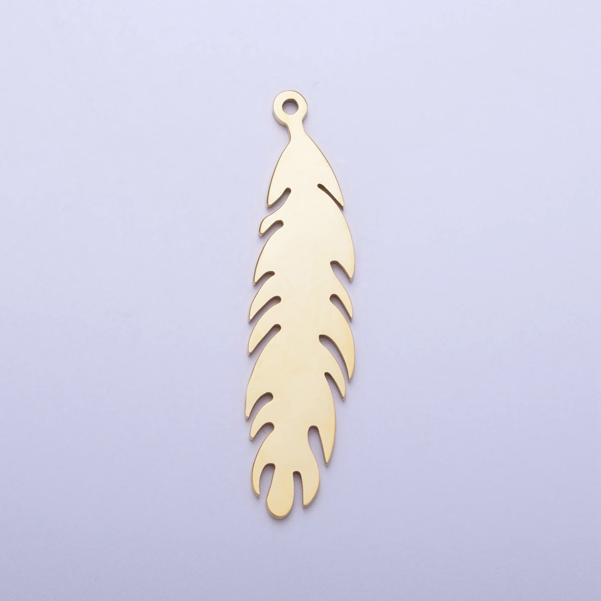 Stainless Steel 34.8mm Nature Long Leaf Add-On Charm in Gold & Silver | P-924