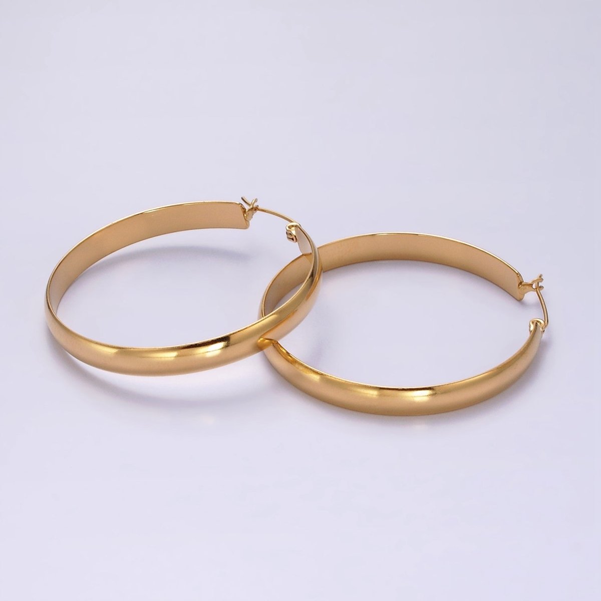 Stainless Steel 35mm, 45mm, 55mm Minimalist Thin Wide Latch Hoop Earrings | AE229 - AE234