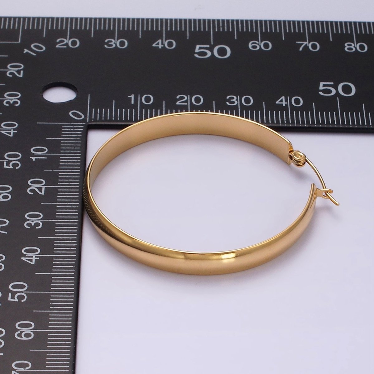 Stainless Steel 35mm, 45mm, 55mm Minimalist Thin Wide Latch Hoop Earrings | AE229 - AE234