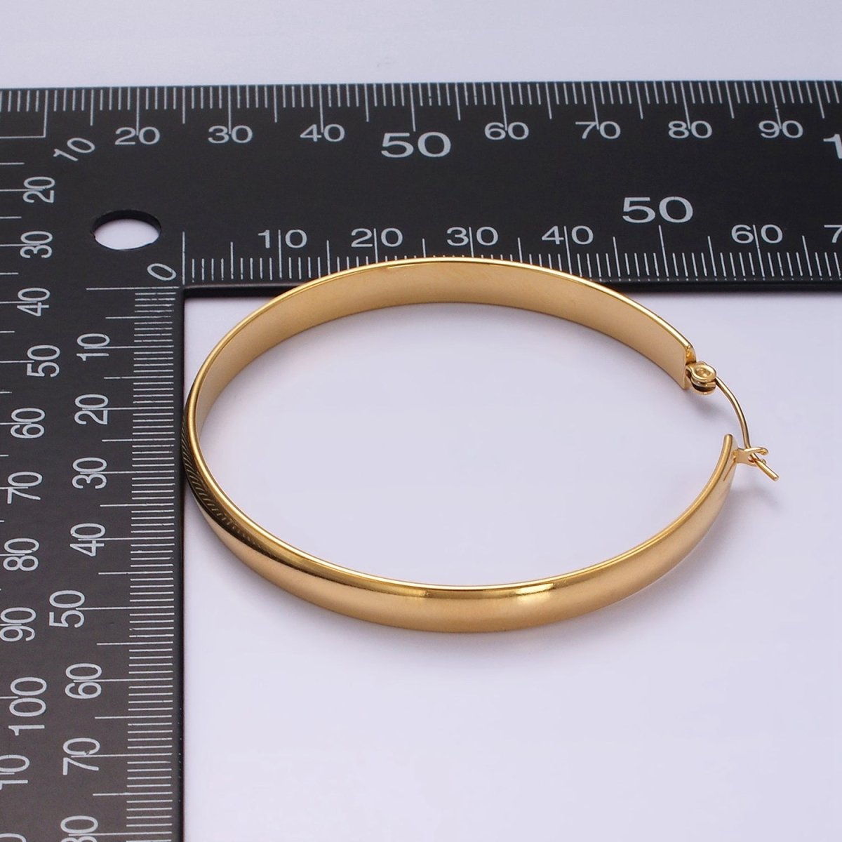 Stainless Steel 35mm, 45mm, 55mm Minimalist Thin Wide Latch Hoop Earrings | AE229 - AE234