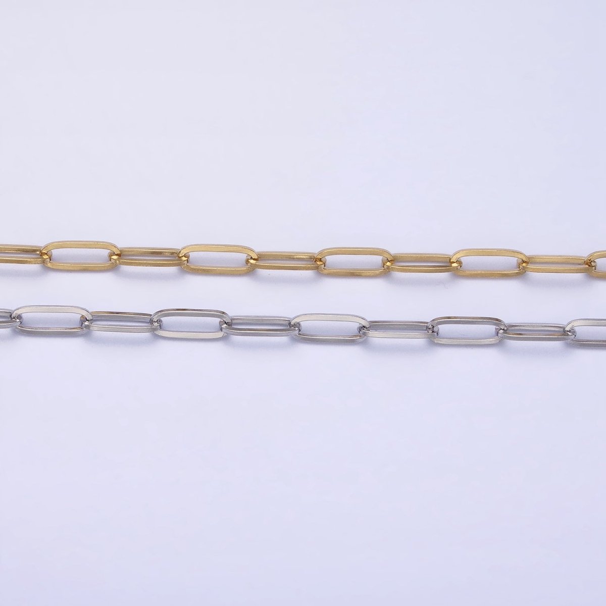 Stainless Steel 3.5mm Paperclip Link Unfinished Chain in Gold & Silver by Yard | ROLL-1354 ROLL-1355 Clearance Pricing