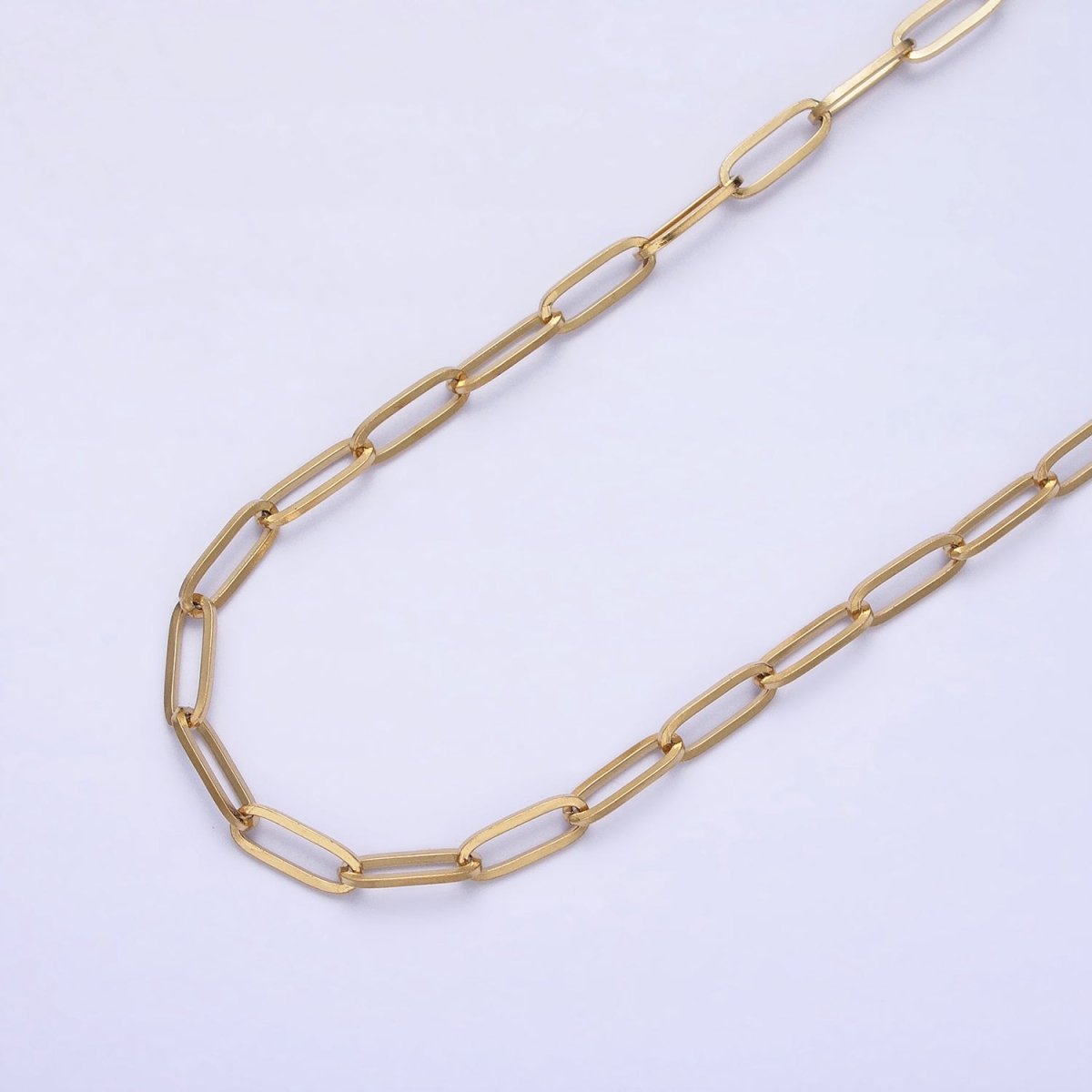 Stainless Steel 3.5mm Paperclip Link Unfinished Chain in Gold & Silver by Yard | ROLL-1354 ROLL-1355 Clearance Pricing