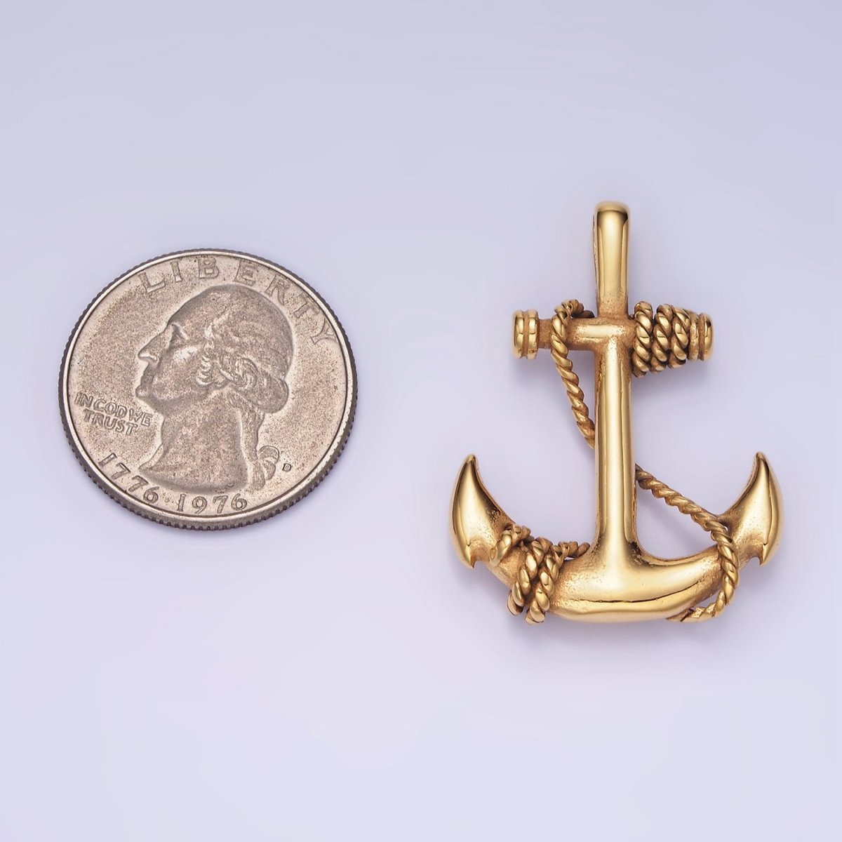 Stainless Steel Nautical Anchor Rope Tied Pendant in Gold & Silver | P1186 P1201