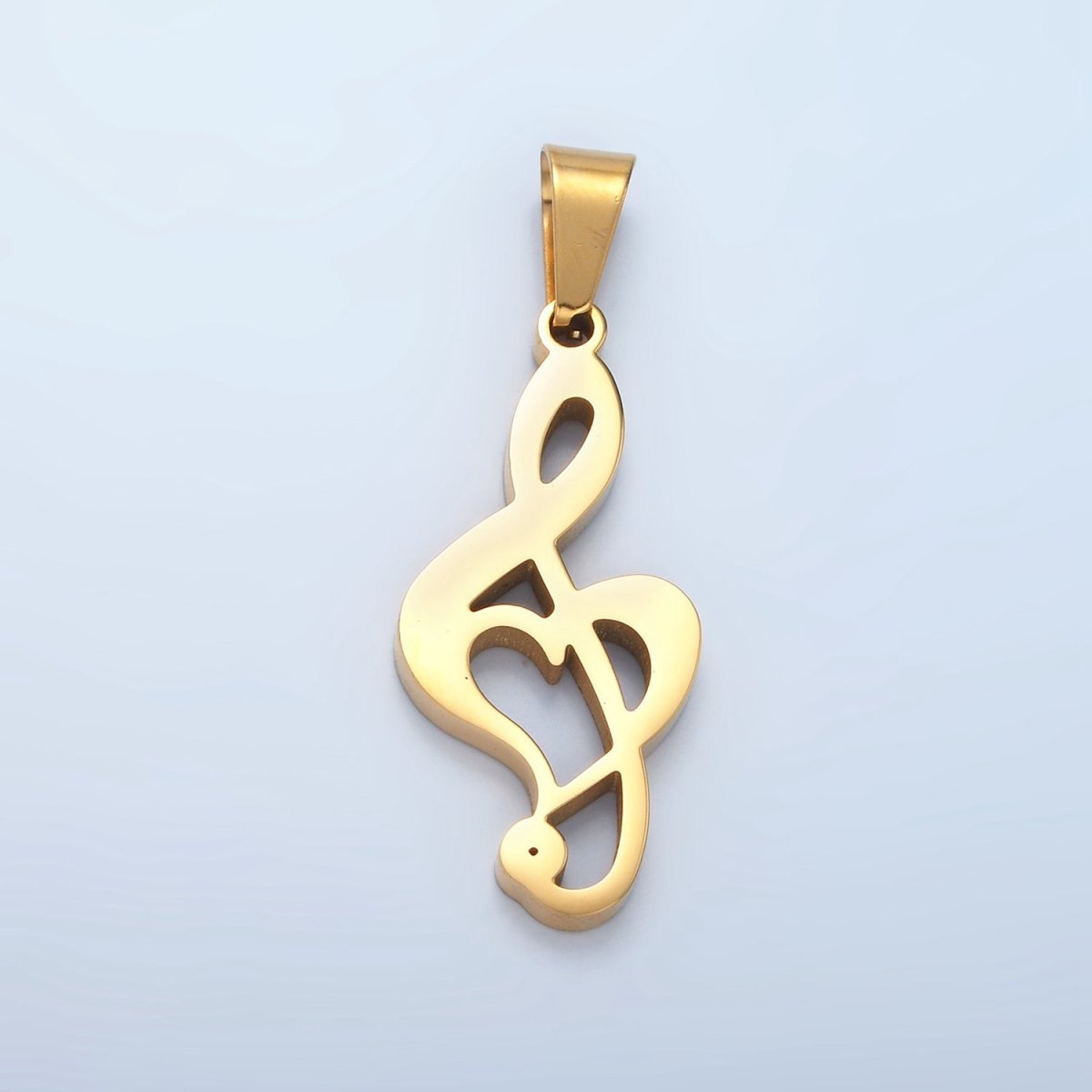 Stainless Steel 35mm Treble Clef Musical Note Pendant in Gold & Silver | P1478