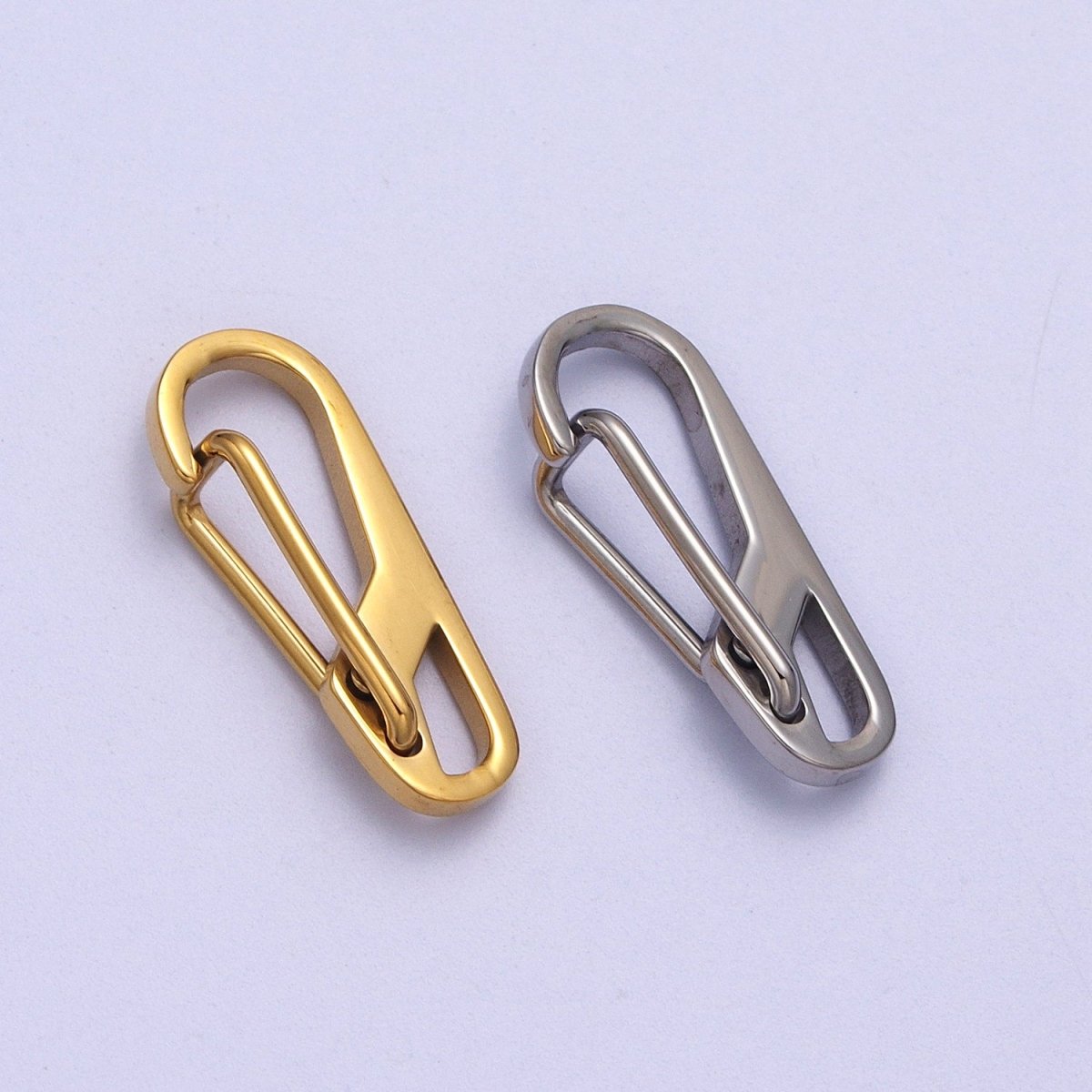 Stainless Steel 36.6mm, 22.3mm Carabiner Clip Snap Hook Jewelry Supply in Gold & Silver | Z-001 - Z-004