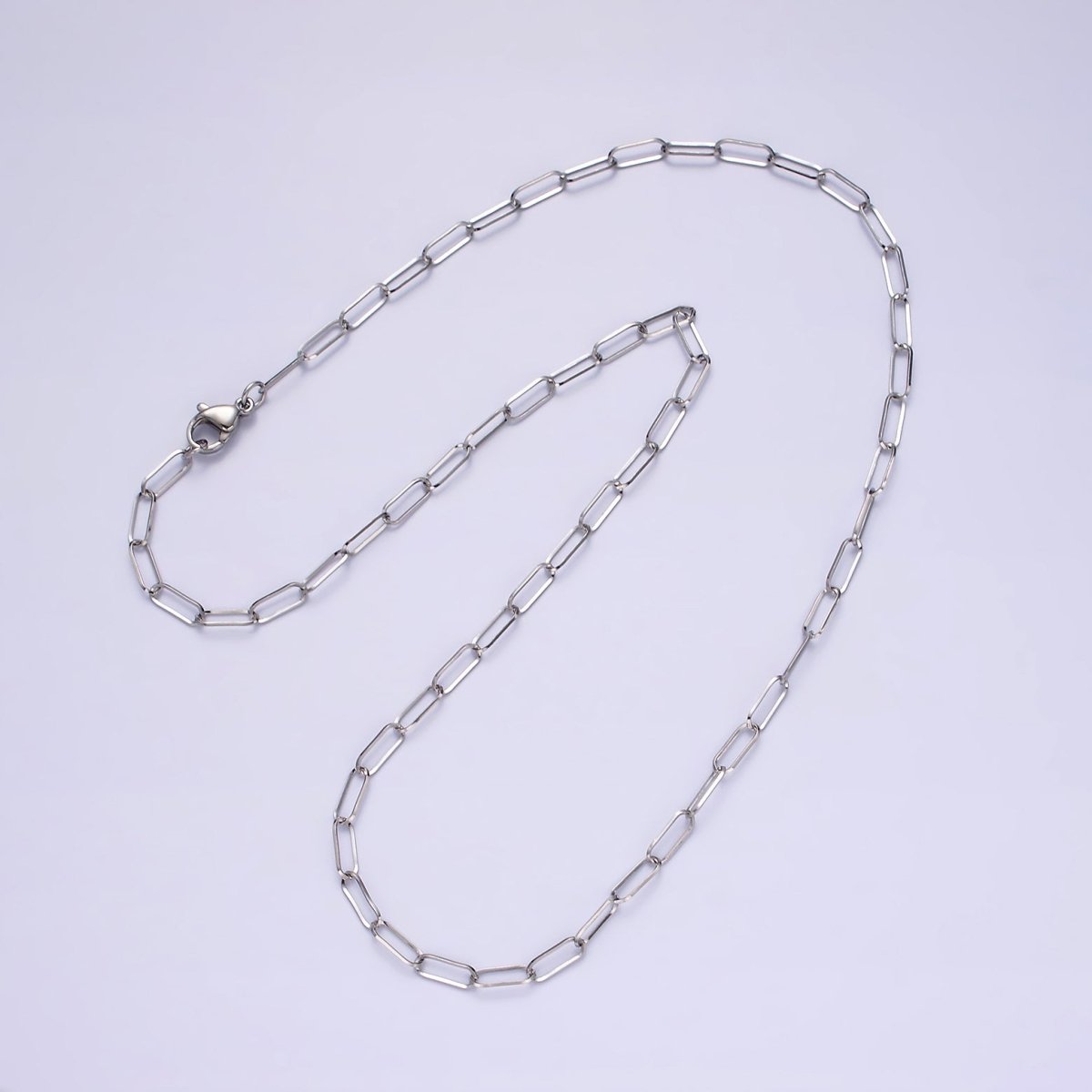 Stainless Steel 3.6mm Paperclip 18 Inch Layering Chain Necklace | WA-2111 Clearance Pricing - DLUXCA