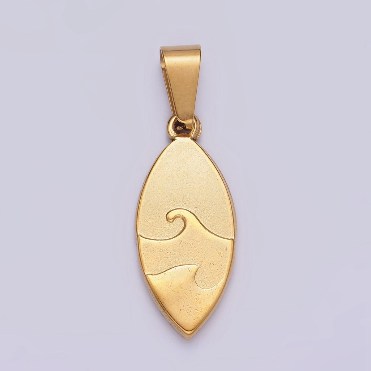 Stainless Steel 37.5mm Ocean Sea Lined Elliptical Pendant | P-802