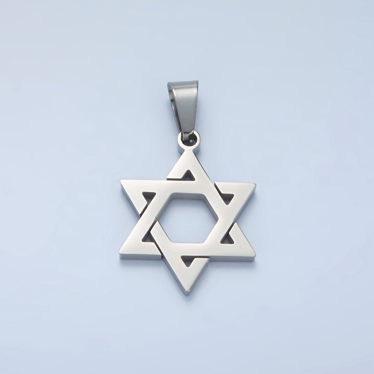 Stainless Steel 37mm Star of David Jewish Religious Open Pendant in Gold & Silver | P1481