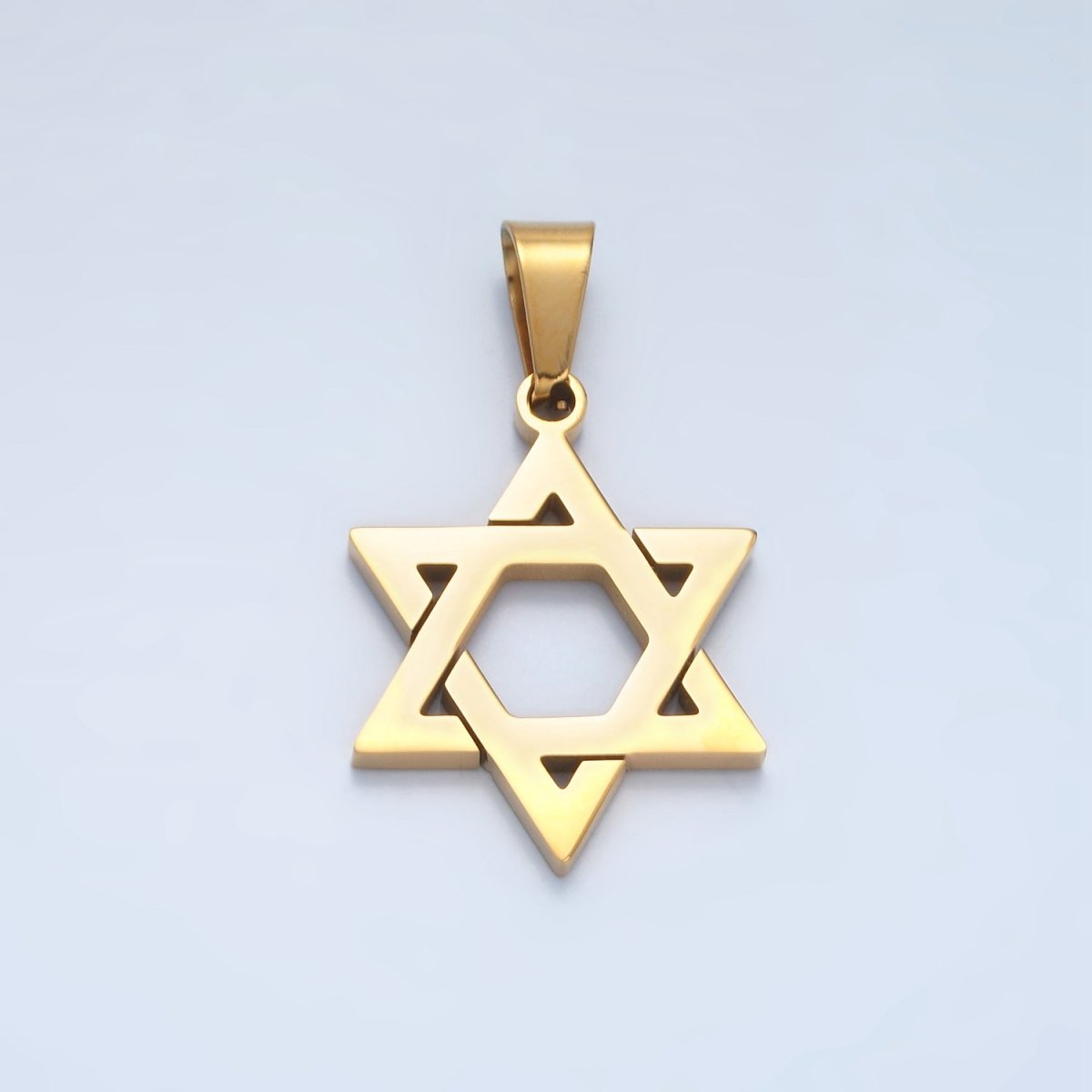 Stainless Steel 37mm Star of David Jewish Religious Open Pendant in Gold & Silver | P1481