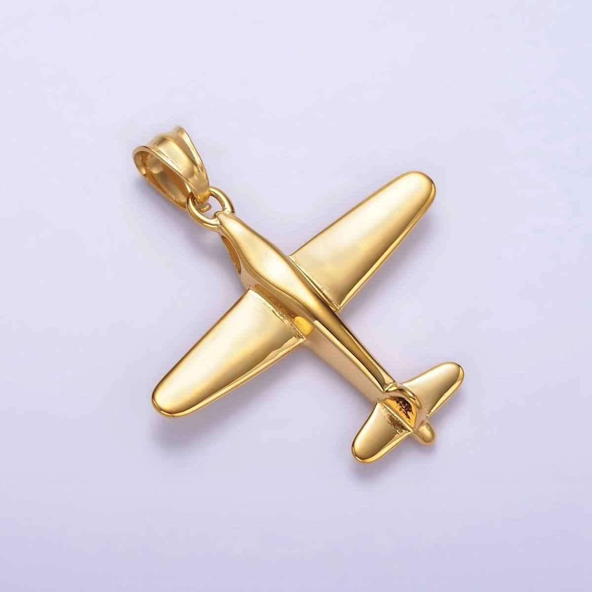 Stainless Steel 38.5mm Airplane Flying Aircraft Statement Pendant in Gold & Silver | P-781