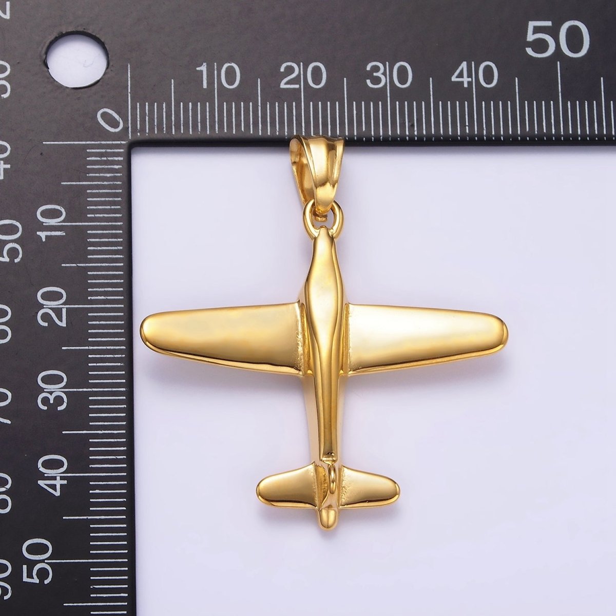 Stainless Steel 38.5mm Airplane Flying Aircraft Statement Pendant in Gold & Silver | P-781