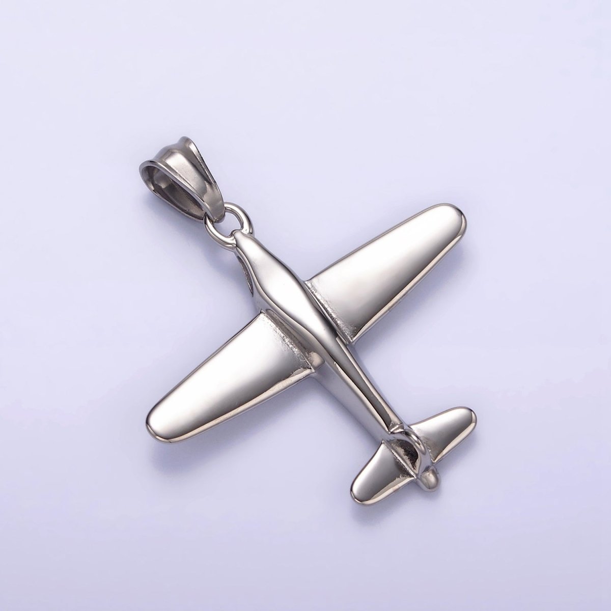 Stainless Steel 38.5mm Airplane Flying Aircraft Statement Pendant in Gold & Silver | P-781