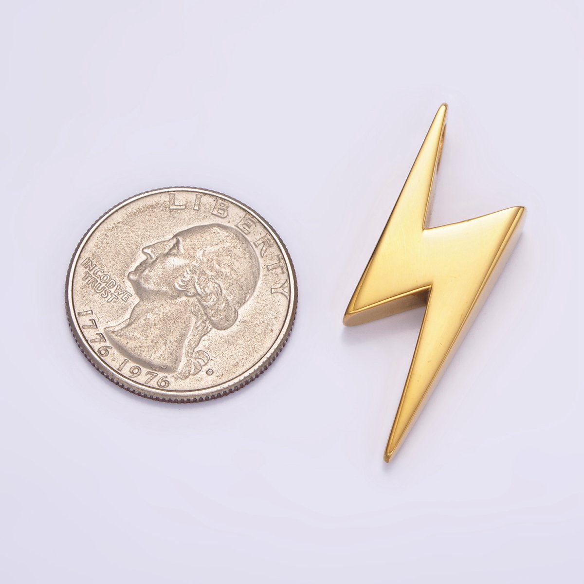 Stainless Steel 38mm Thunder Lightning Bolt Pendant in Gold & Silver  P-612