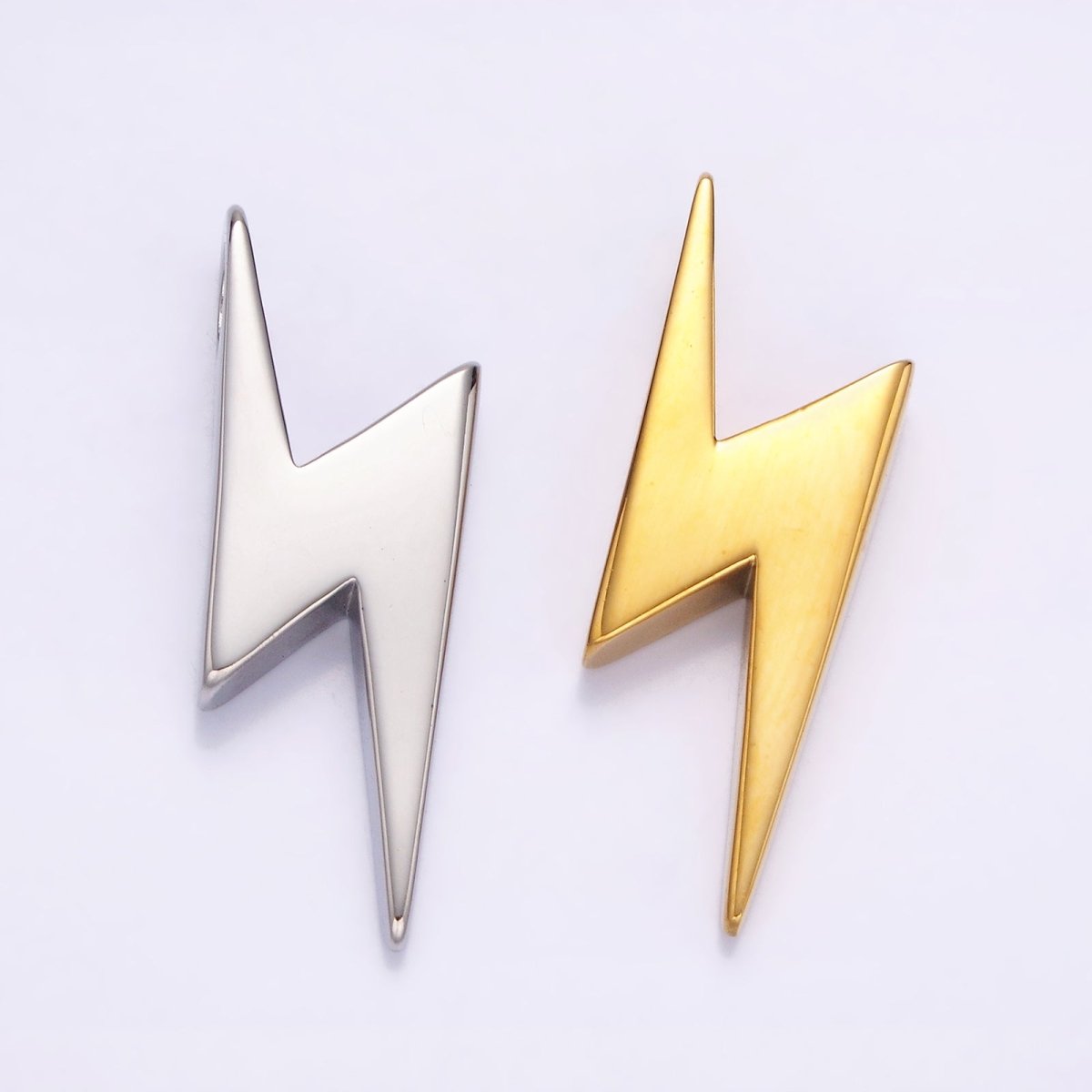 Stainless Steel 38mm Thunder Lightning Bolt Pendant in Gold & Silver  P-612