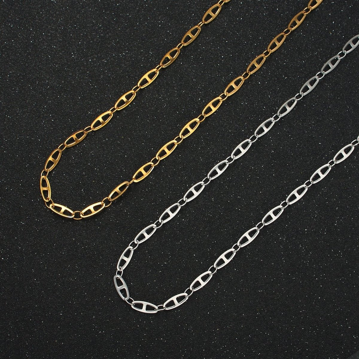 Stainless Steel 4mm Anchor Mariner Chain 20 Inch Necklace in Gold & Silver | WA-2592 WA-2593