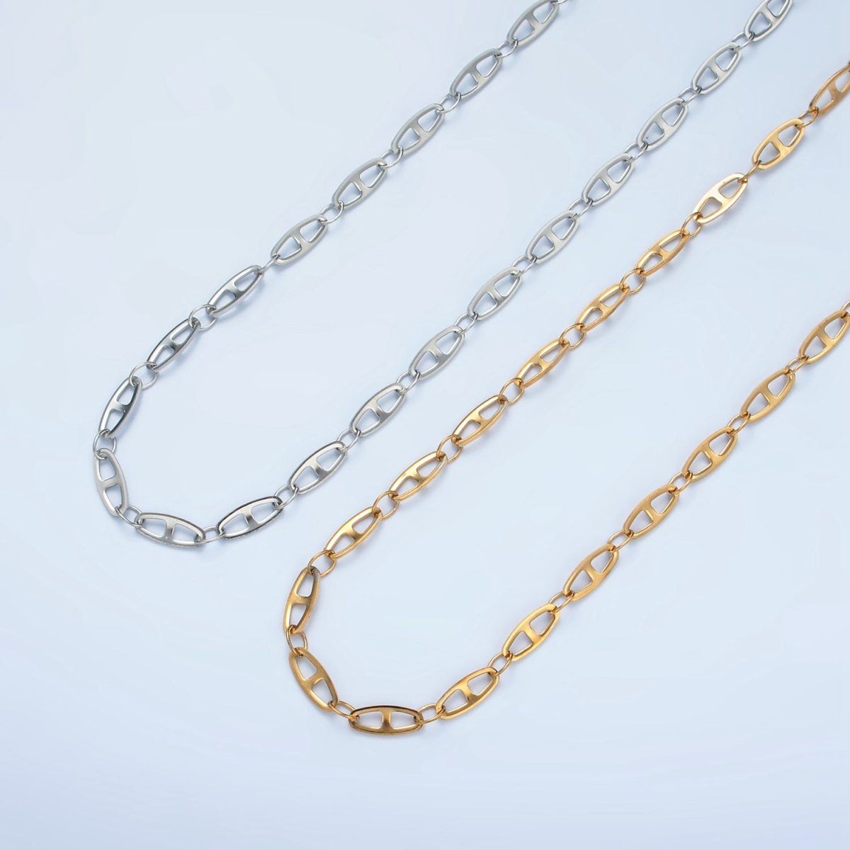 Stainless Steel 4mm Anchor Mariner Chain 20 Inch Necklace in Gold & Silver | WA-2592 WA-2593