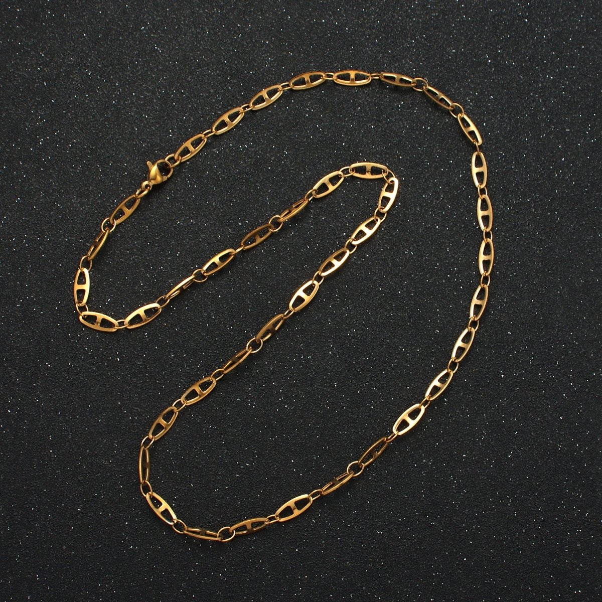 Stainless Steel 4mm Anchor Mariner Chain 20 Inch Necklace in Gold & Silver | WA-2592 WA-2593