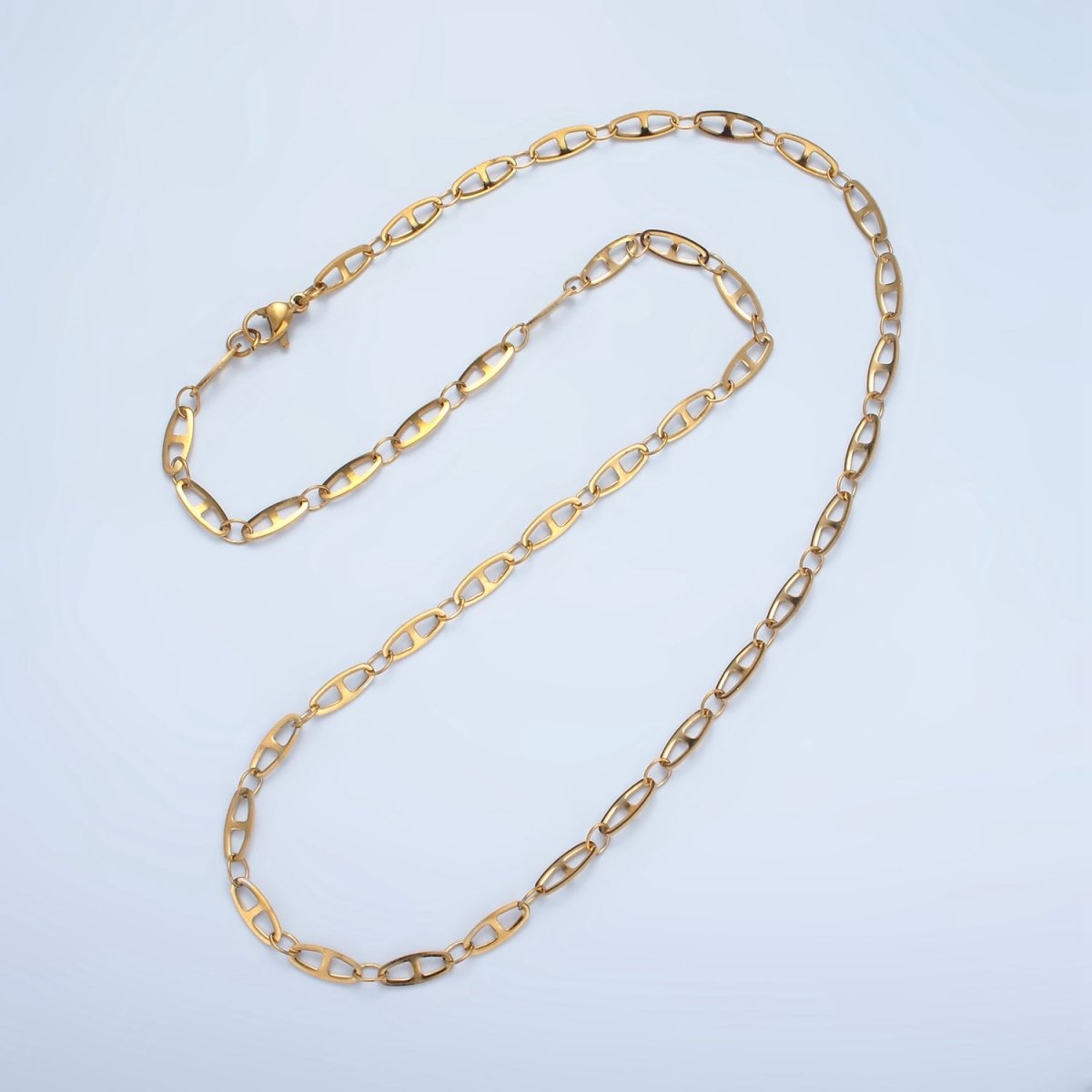 Stainless Steel 4mm Anchor Mariner Chain 20 Inch Necklace in Gold & Silver | WA-2592 WA-2593