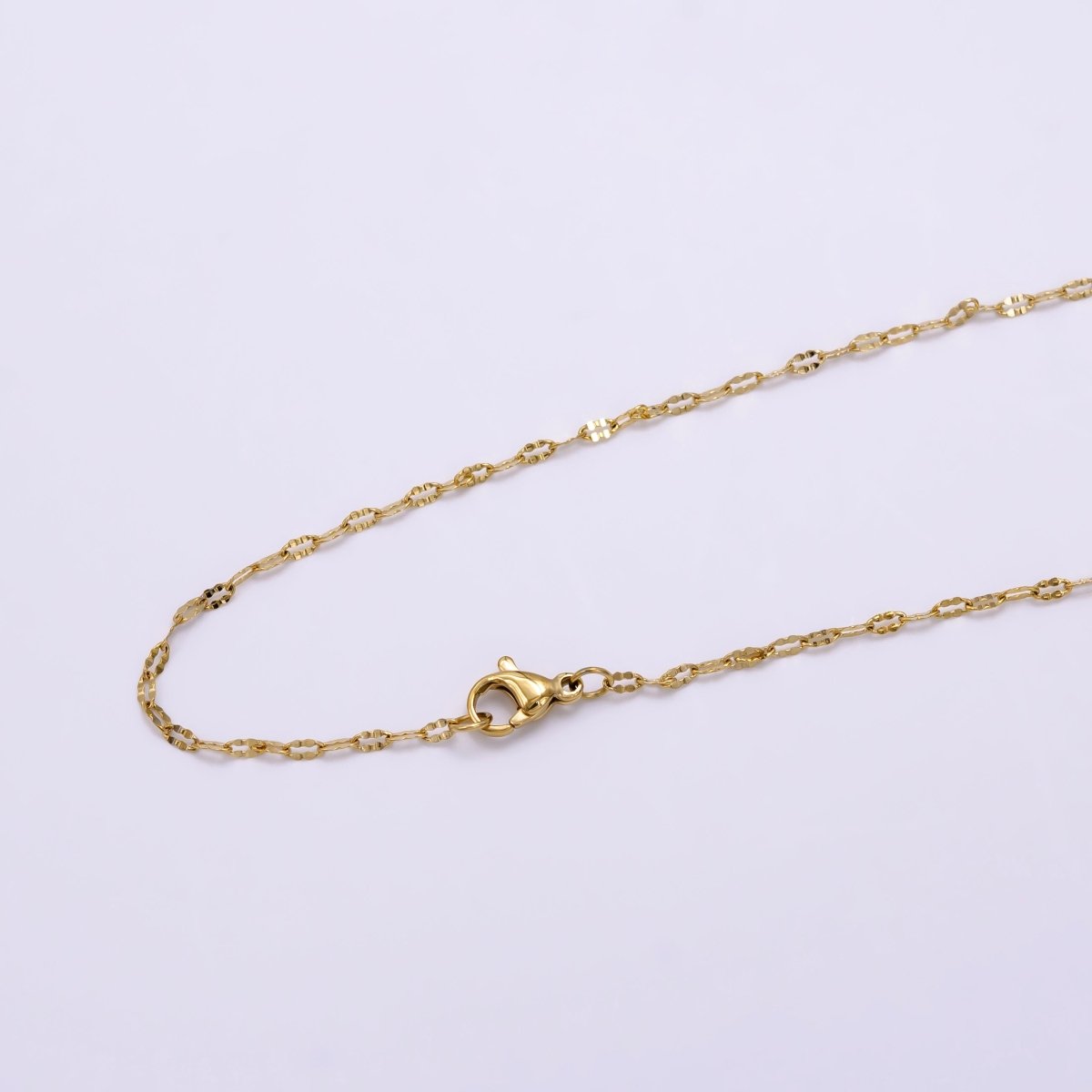 Stainless Steel 3mm Edged Anchor Chain 18 Inch Necklace | WA-2467 - DLUXCA