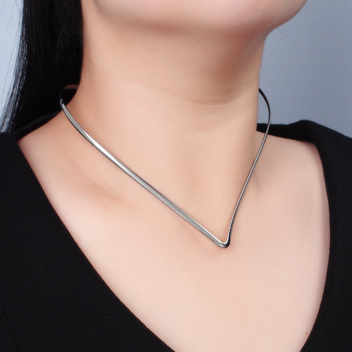 Stainless Steel Curved Point Necklace in Gold & Silver | WA-2618 WA-2619