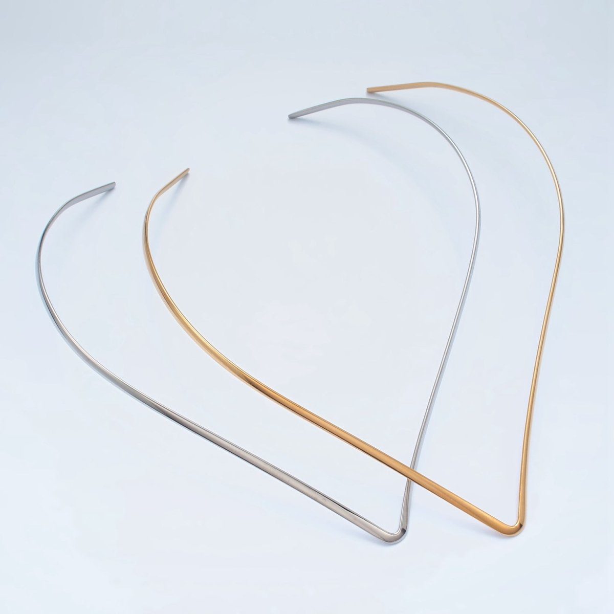 Stainless Steel Curved Point Necklace in Gold & Silver | WA-2618 WA-2619