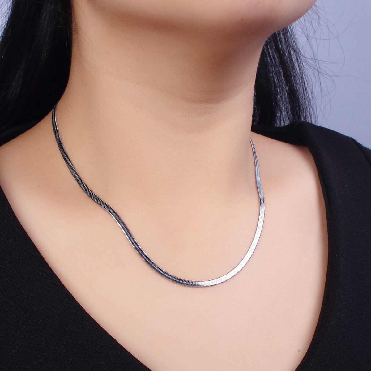 Stainless Steel 3mm Snake Herringbone 19.5 Inch, 17.7 Inch Chain Necklace with Lobster Clasps in Gold & Silver | WA-1617 - WA-1621 Clearance Pricing