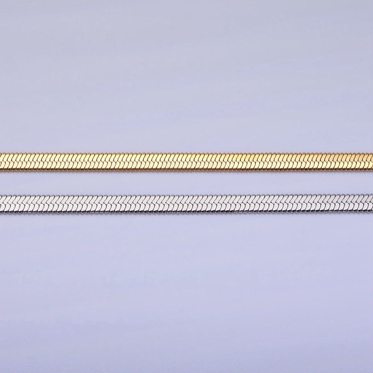 Stainless Steel 3mm Snake Herringbone 19.5 Inch, 17.7 Inch Chain Necklace with Lobster Clasps in Gold & Silver | WA-1617 - WA-1621 Clearance Pricing