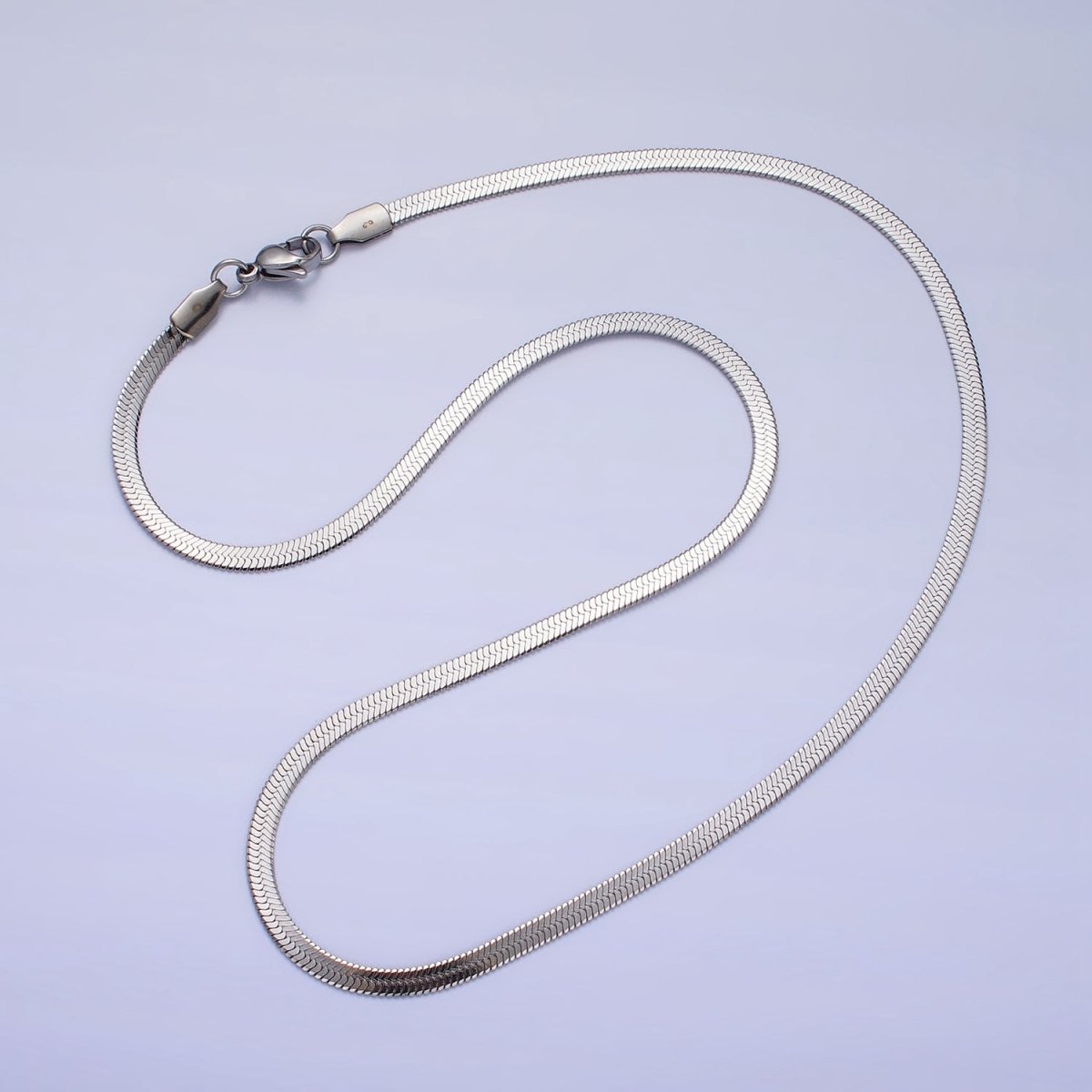 Stainless Steel 3mm Snake Herringbone 19.5 Inch, 17.7 Inch Chain Necklace with Lobster Clasps in Gold & Silver | WA-1617 - WA-1621 Clearance Pricing