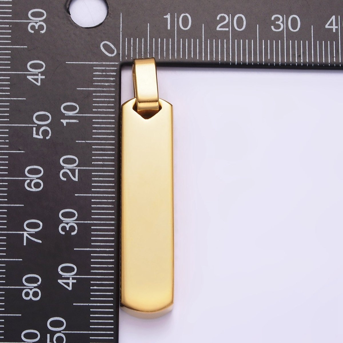 Stainless Steel 40mm Engravable Rectangular Bar Pendant in Black, Gold, Silver | P-725