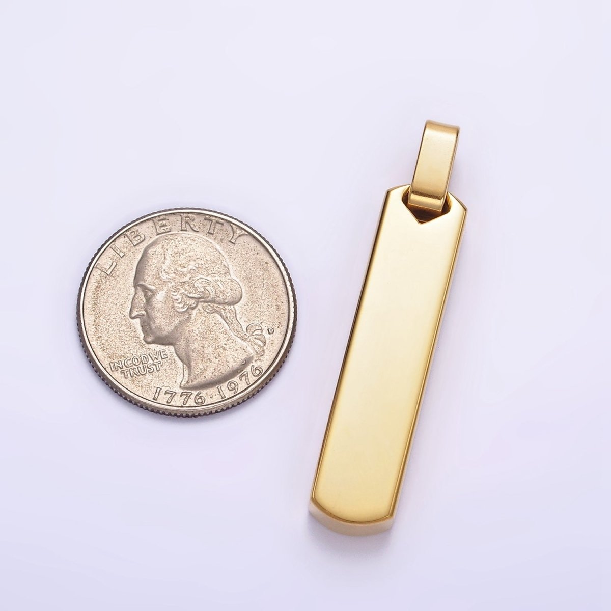 Stainless Steel 40mm Engravable Rectangular Bar Pendant in Black, Gold, Silver | P-725