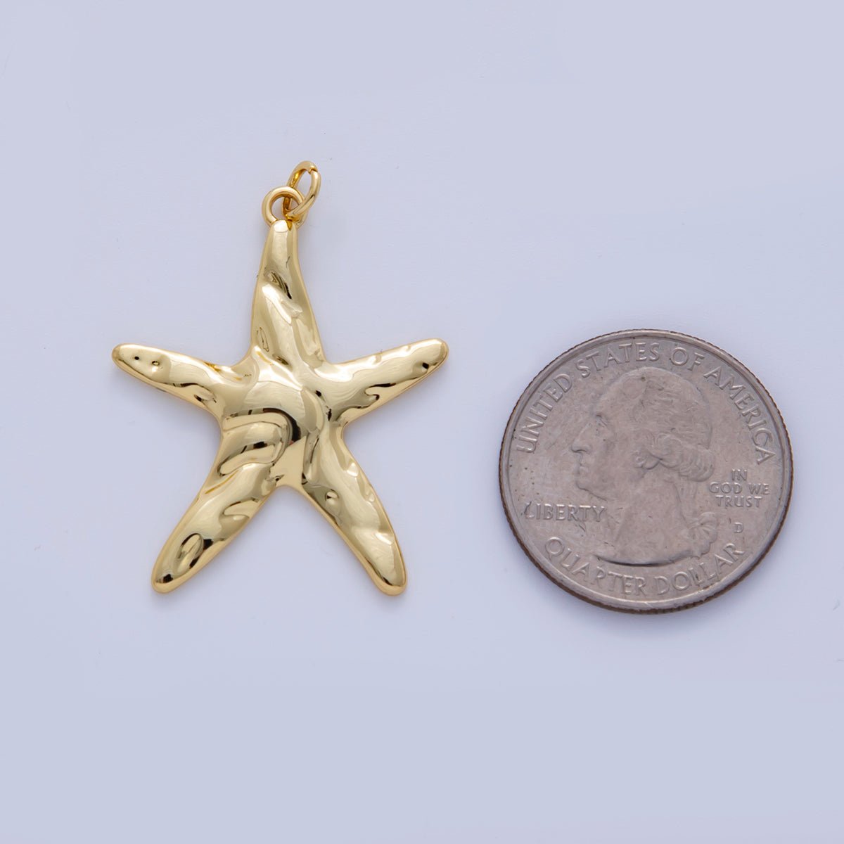 Stainless Steel 40mm Hammered Starfish Charm | AF316 - DLUXCA