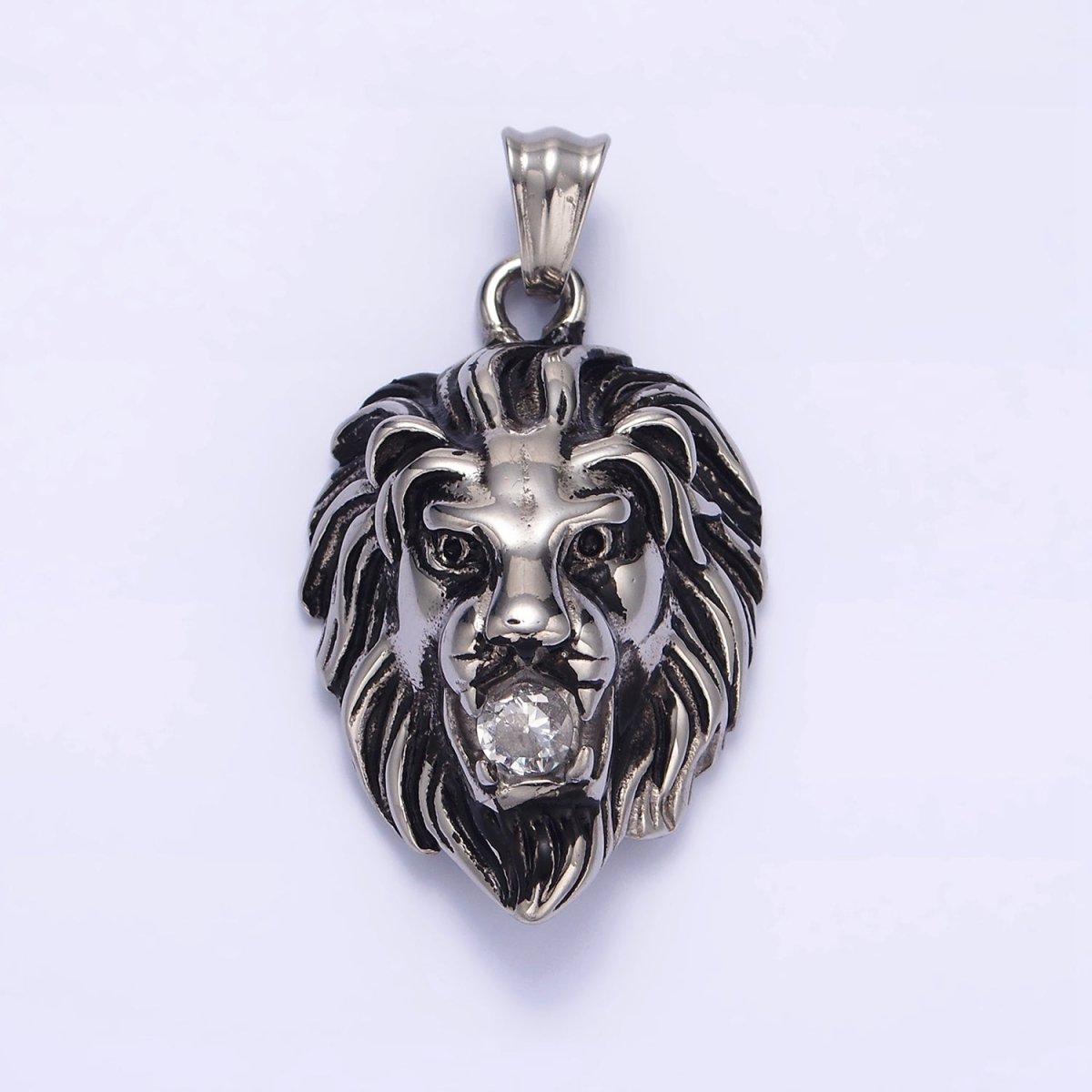 Stainless Steel 40mm Roaring Lion Animal Statement Pendant in Gold & Silver | P-783
