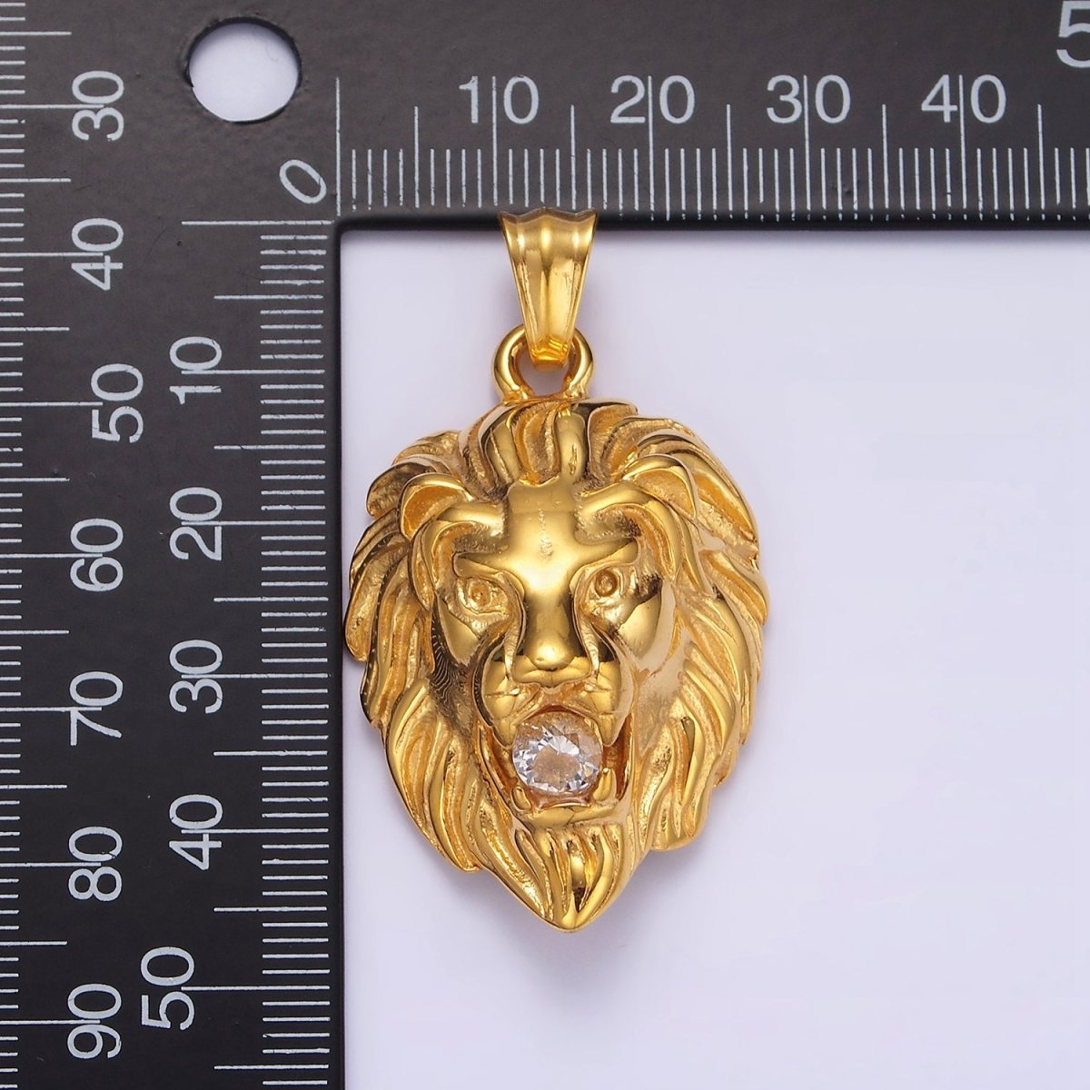 Stainless Steel 40mm Roaring Lion Animal Statement Pendant in Gold & Silver | P-783
