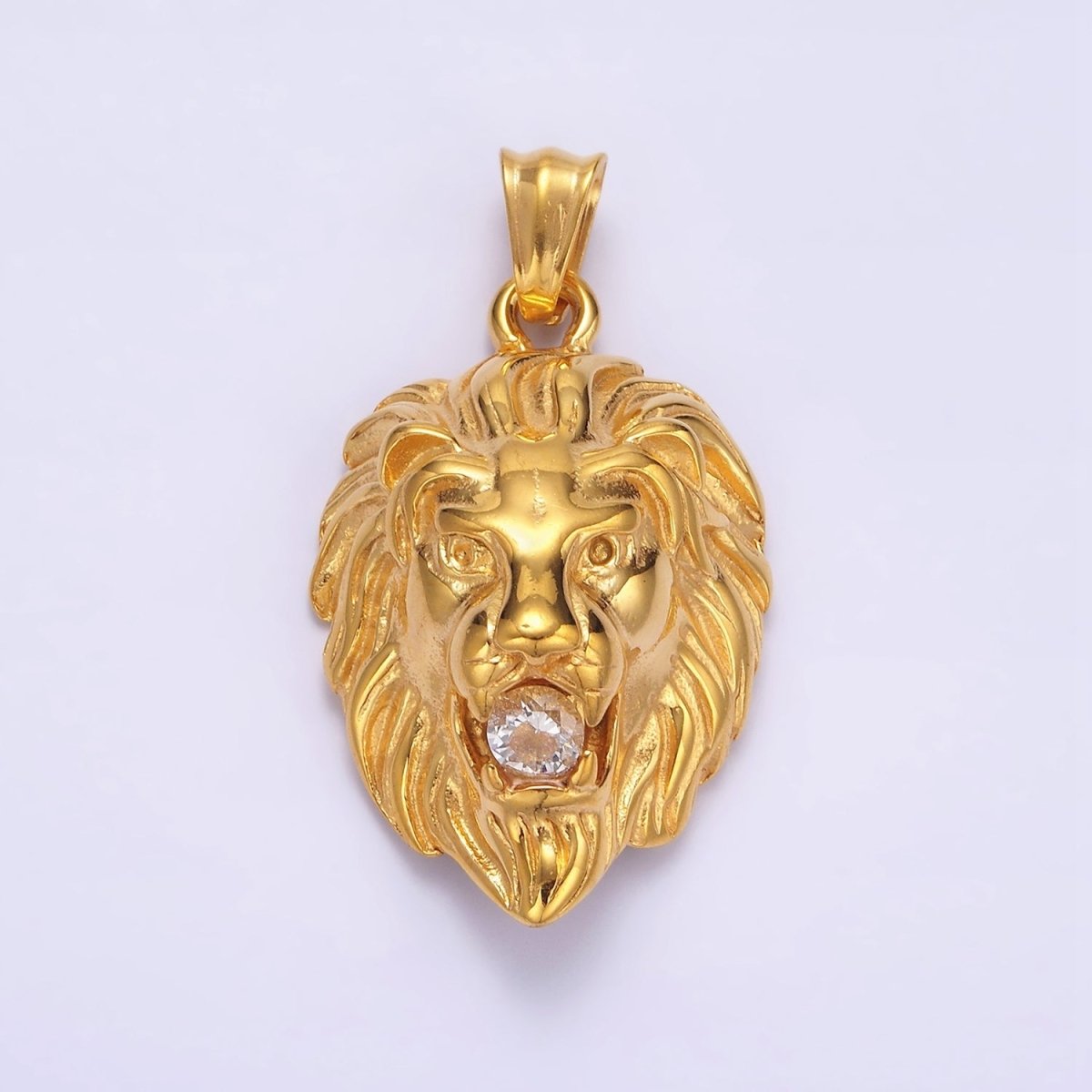 Stainless Steel 40mm Roaring Lion Animal Statement Pendant in Gold & Silver | P-783
