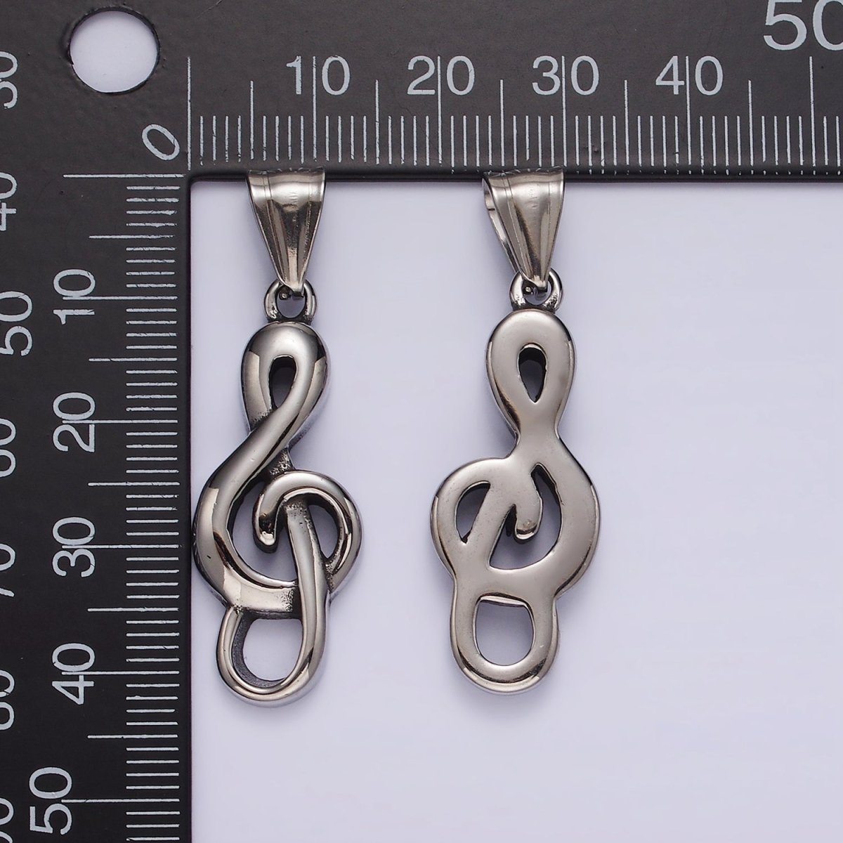 Stainless Steel 40mm Treble Clef Music Note Minimalist Pendant | P1190 - DLUXCA
