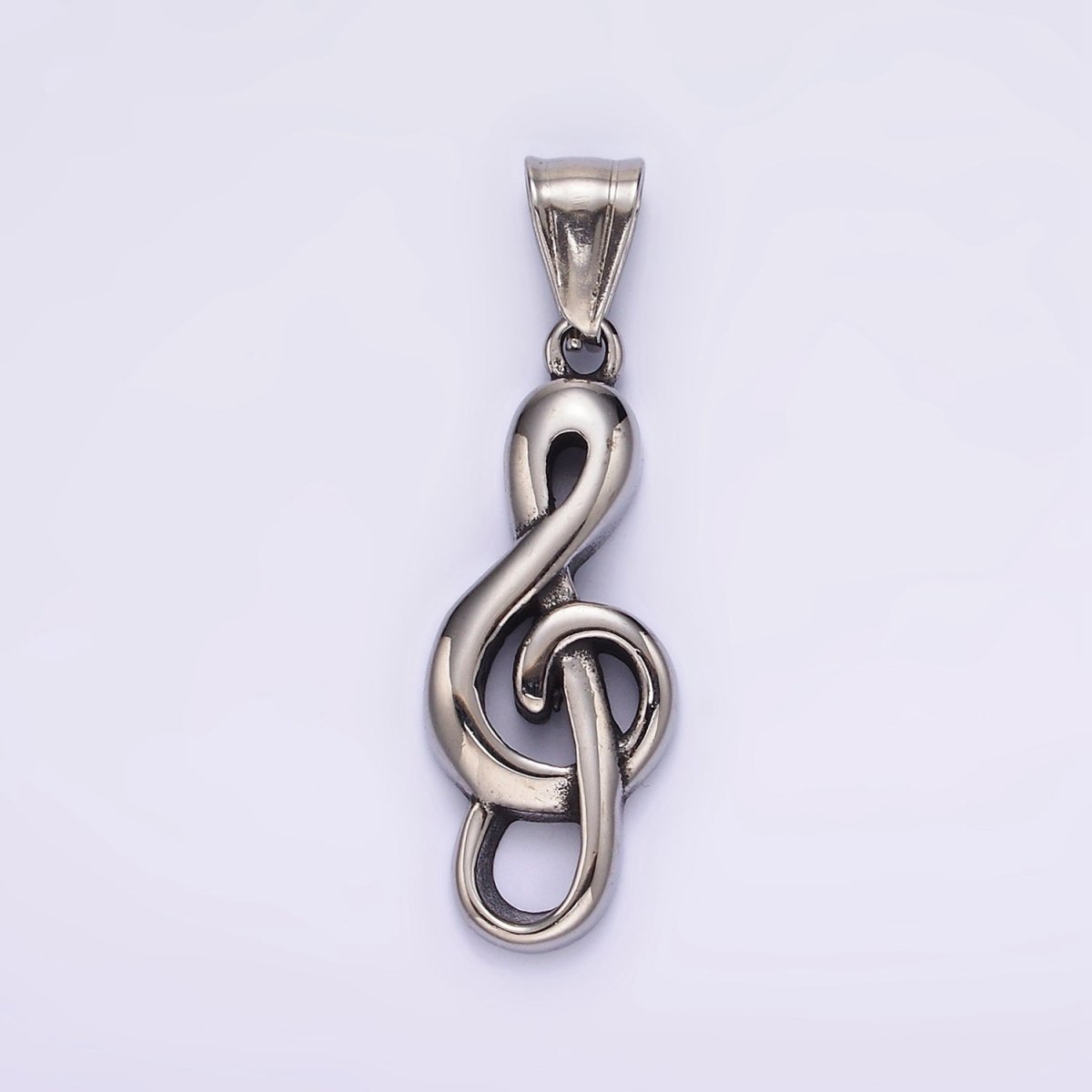 Stainless Steel 40mm Treble Clef Music Note Minimalist Pendant | P1190 - DLUXCA